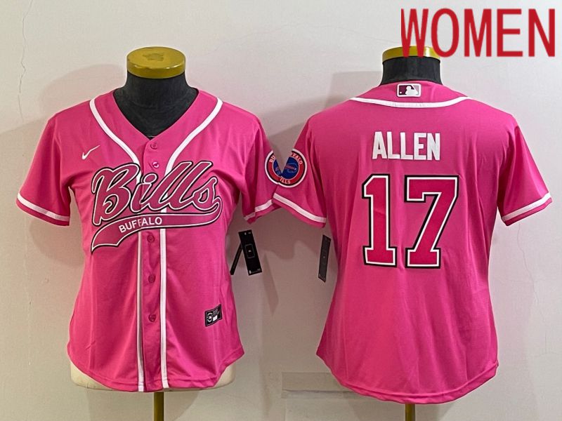 Women Buffalo Bills 17 Allen Pink 2022 Nike Co branded NFL Jerseys